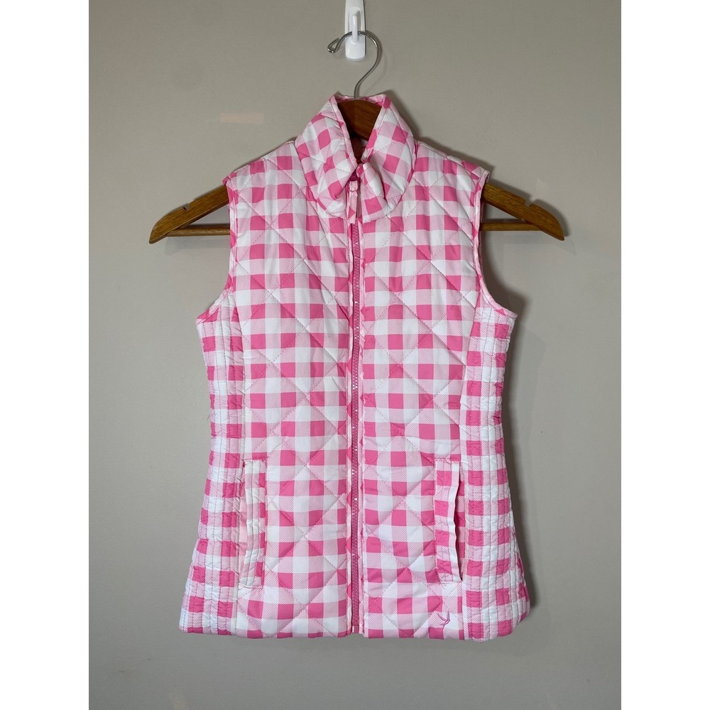 Young‎ Dimension Girls Pink White Gingham Quilted Puffer Vest Size 9-10 Preppy